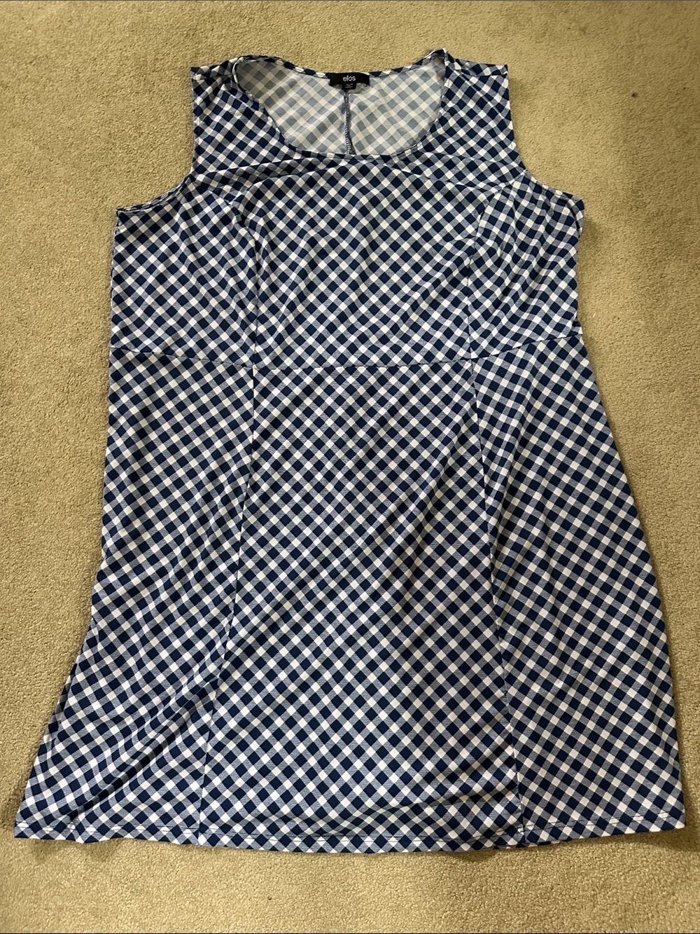 ellos Blue and White Gingham Sleeveless Dress